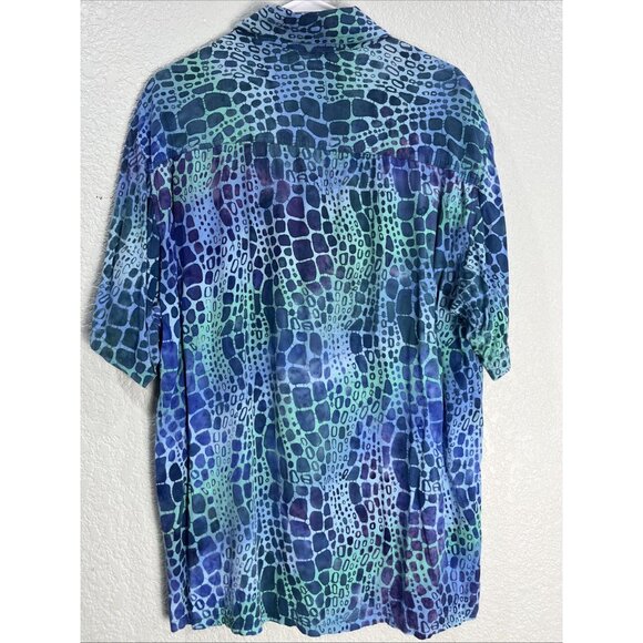 Tropical Tantrum Button Up Shirt Mens XL Blue Multicolor Print Hawaiian Tropical - Picture 3 of 7